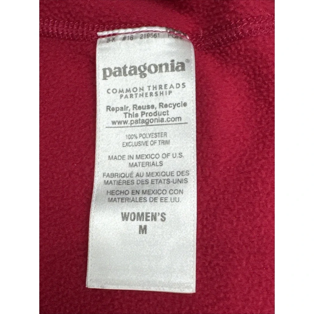 Patagonia Womens M 1/4 Zip Fleece Jacket Red Pink Outdoor Hiking Fall 2015